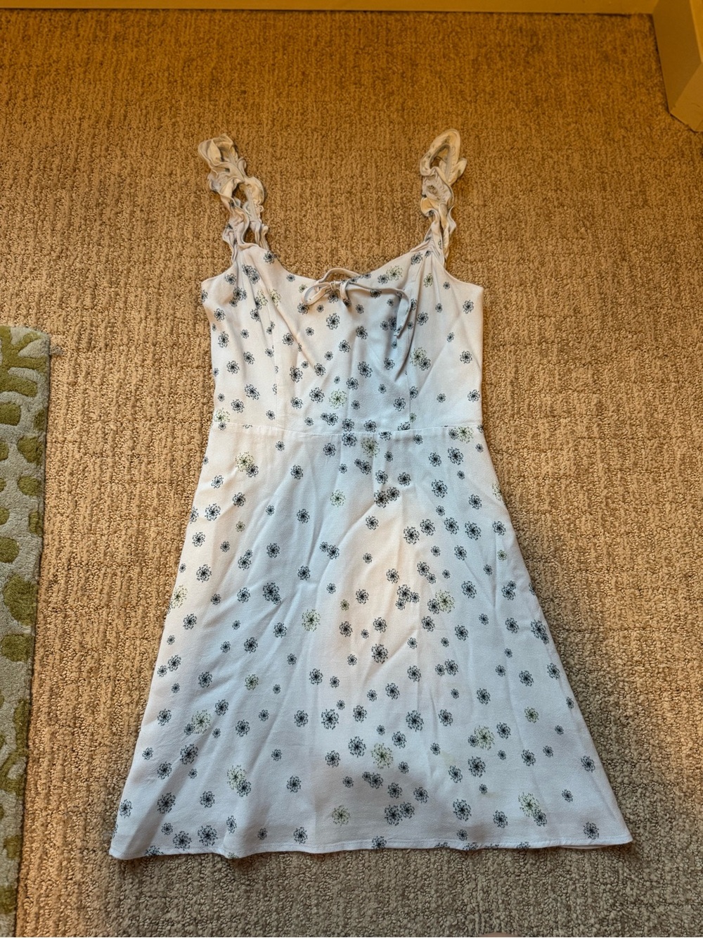 Aritzia White Floral Sundress with Ruffled Straps